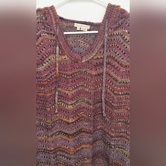 Royal Robbins Multi- Coloured Purple and Brown Crochet Knit Sz L Hooded Sweater - Picture 4 of 16